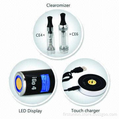 E-cigarettes with Two Li-ion Batteries Packing, 4-hour Charging Time